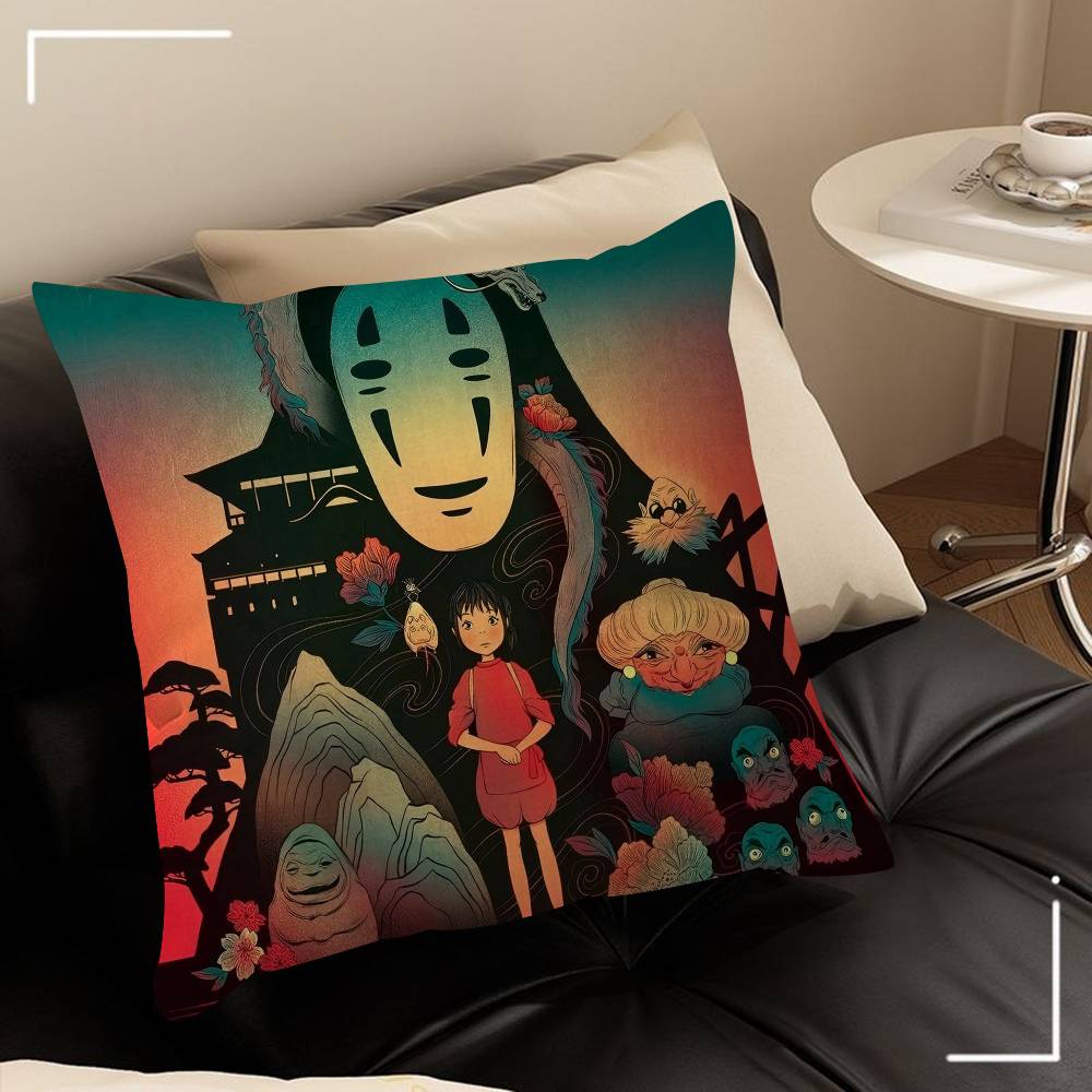 Spirited Away Anime Poster Maple Design Cushion Cover Happy Autumn Harvest Decor Holiday Decorati Pillow Cover