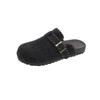 2025 Autumn New French Round Head Flat Bottom Half Slippers Women Wear Versatile Fashion Bag Head Slippers Women's Shoes