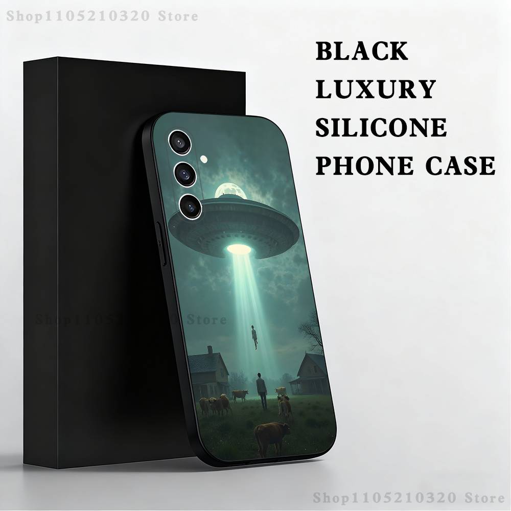 Funny Space UFO Thing Phone Case For Samsung S25,S24,S21,S22,S23,S30,Ultra,S20,Plus,Fe,Lite,Note,10,9,5G Black Cover