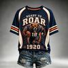 Women's Casual Rugby Print Short Sleeve Neck T-Shirt, Lightweight Breathable Top