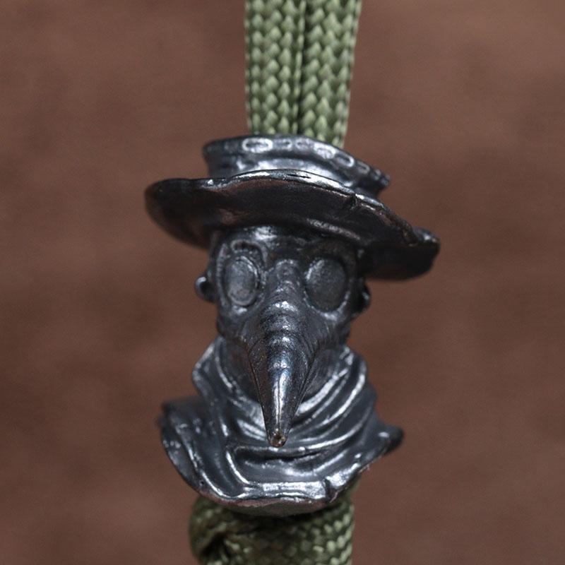 Medieval Europe Long Beak Mask Doctor Brass Knife Bead Lanyard Pendants DIY Paracord EDC Outdoor Tool Woven Hangings Accessories