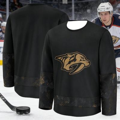 2026 Herren Eishockey Trikot 3D Gedruckt Predator Sports Atmungsaktiv Schnelltrocknend Schwarz Langarm T-Shirt Kinder