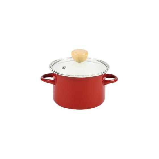 Pearl Metal Pot Cookpot 12cm Enamel For Gas Fire Only Red Just Size HB-4897
