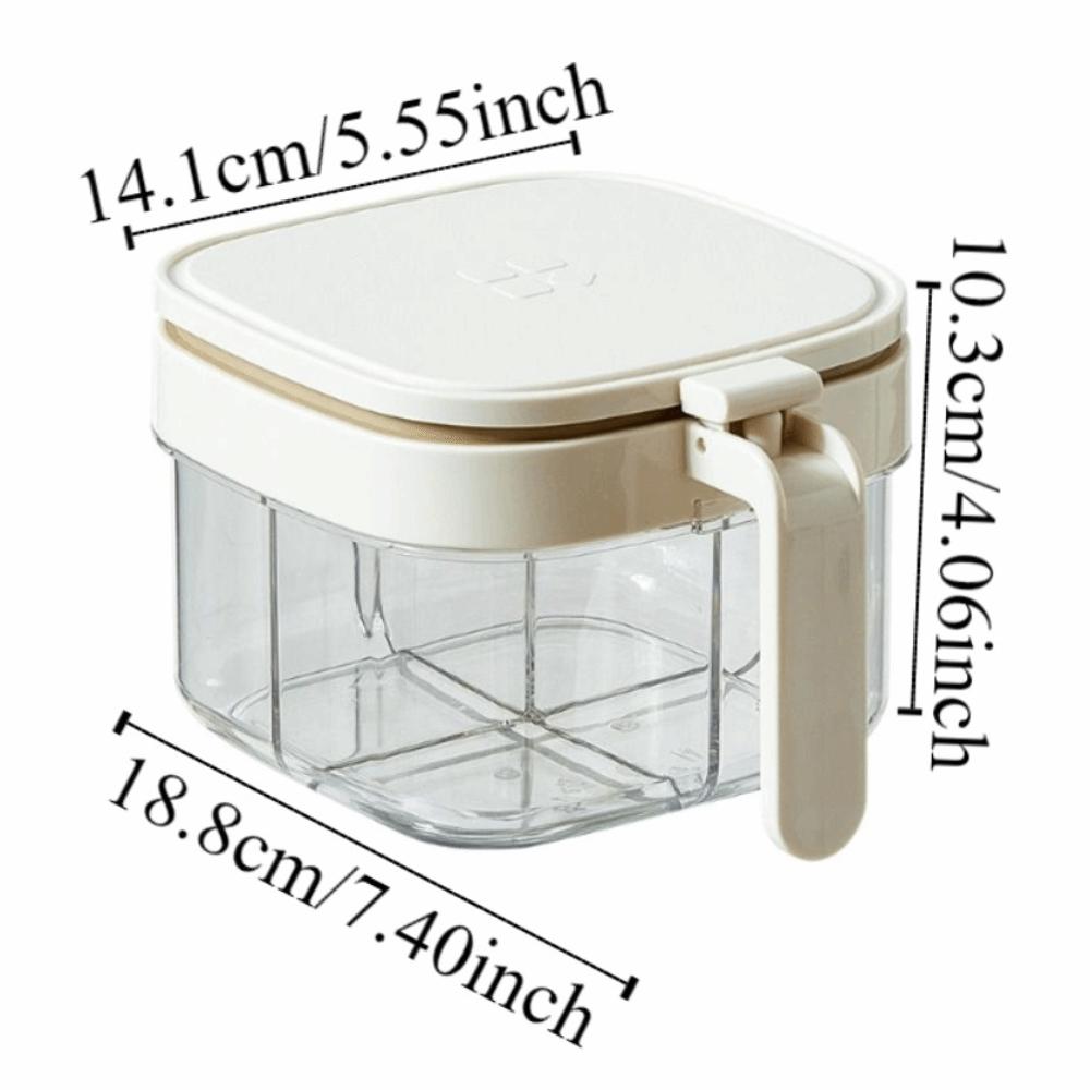 4 Grids Sugar and Salt Container Push-type Condiment Storage Container  Kitchen Supplies