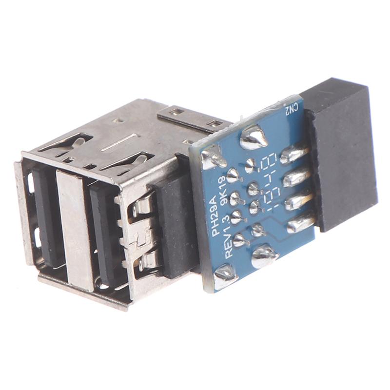 9-Pin Motherboard To 2 Ports Usb 2.0 A Female Internal Header Adapter