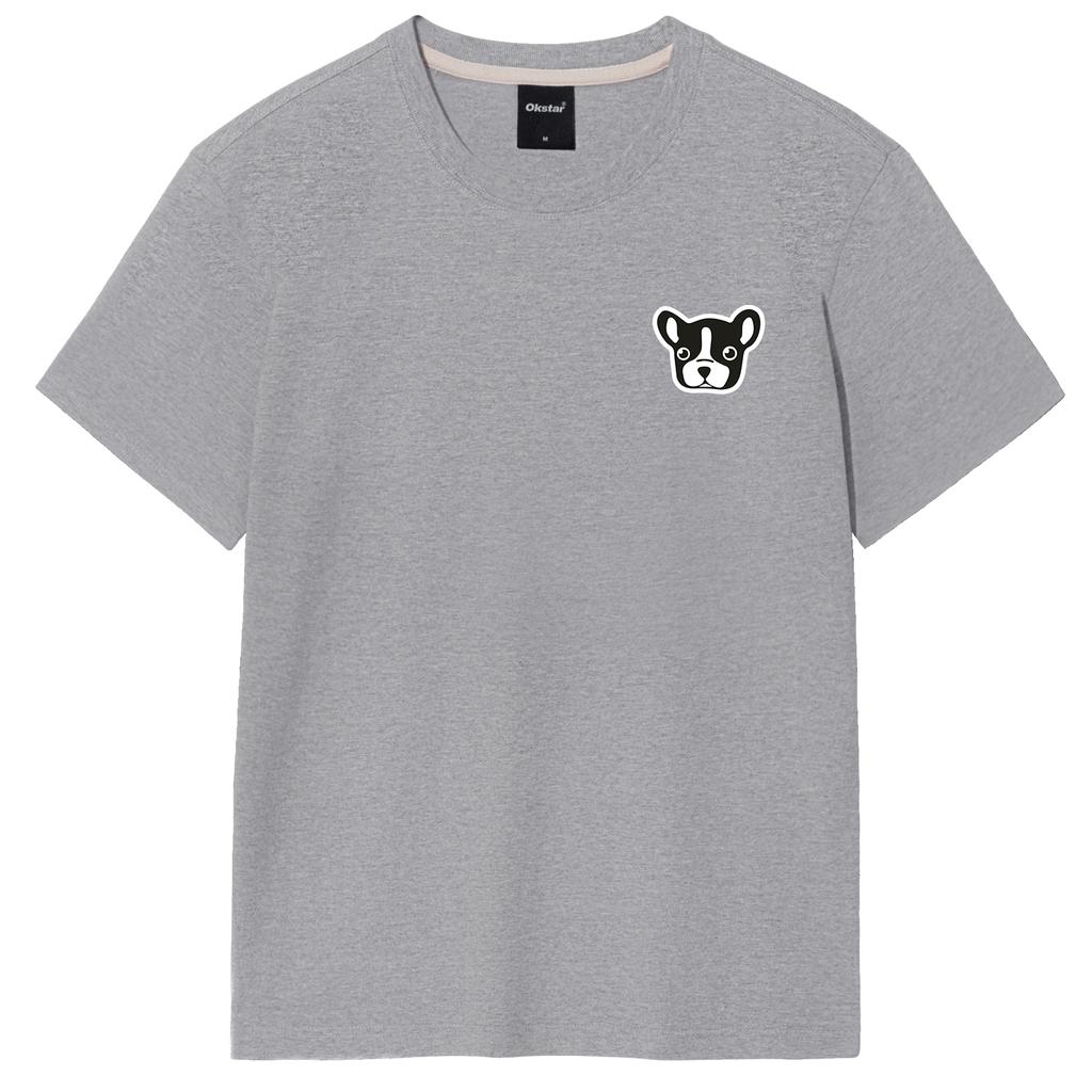 OKSTAR Bulldog Embroidered Patch Short Sleeve T-Shirt (Type A)
