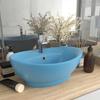 Oval Washbasin with Overflow Light Matte 58.5x39 Cm Ceramic