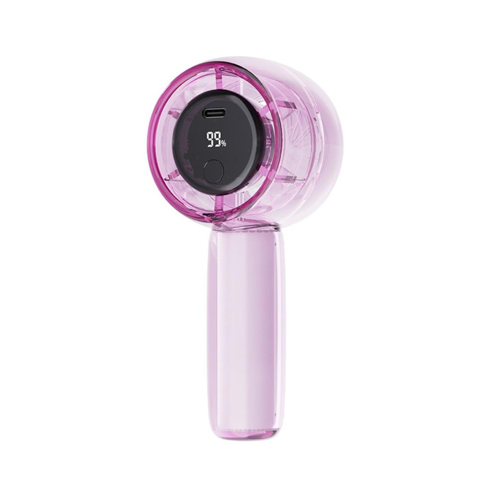 Transparent Mini Electric Fan LED Digital Display Personal Turbo Fan  Travel Accessory фиолетовый