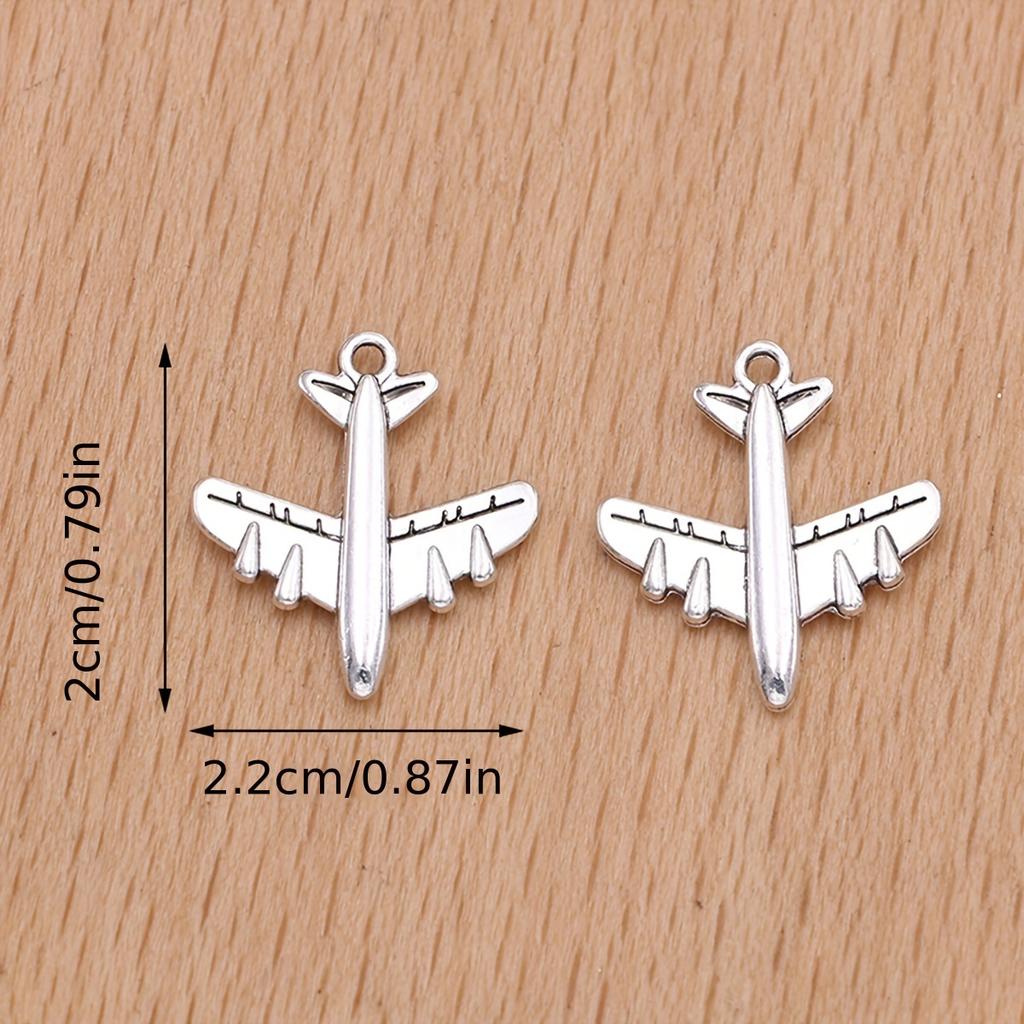 [Silver Airplane Pendant] 10 Pieces of Silver Airplane Pendant | Airplane Pendant, Used for Jewelry Making DIY Handmade Necklace