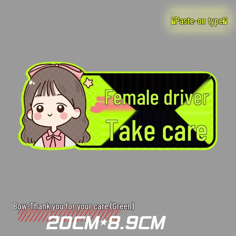 New Driver On Board Reflective Car Sticker - Female Driver Alert