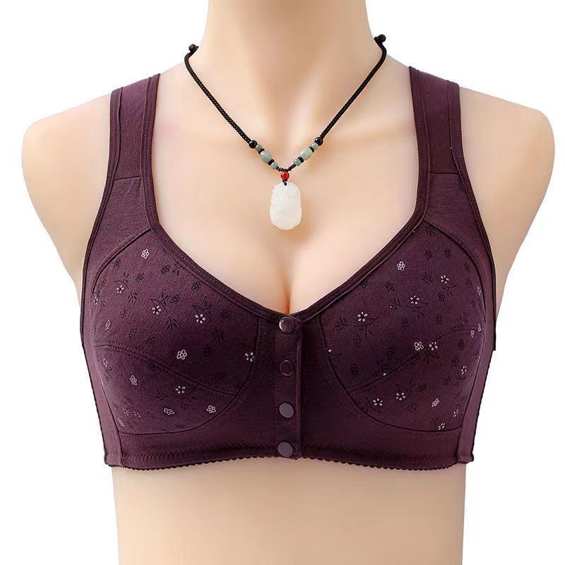 Wire-Free Front Closure Cotton Bras for Middle-aged & Elderly Moms - Plus Size Vest Style