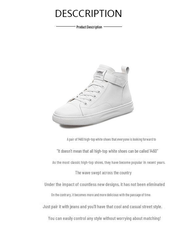 Genuine Leather High-Top White Women's Sneakers - 2025 Spring Collection