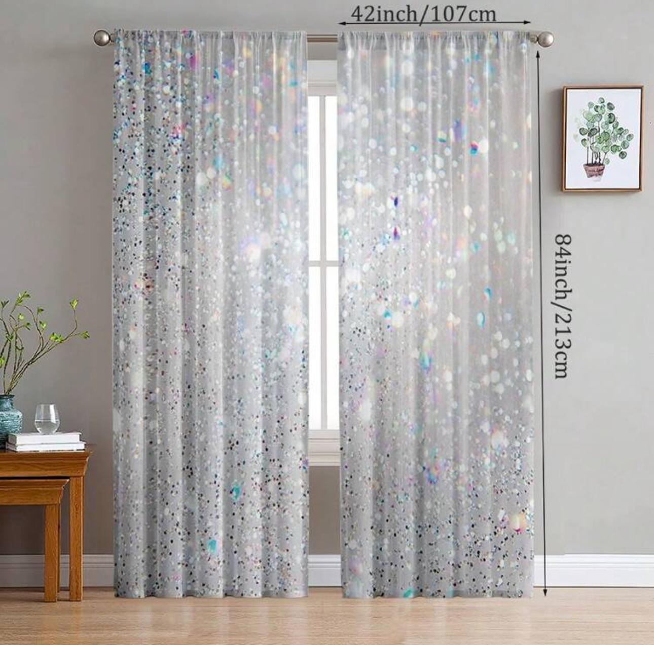 Tonnika Chen Set Of 2 Starry Pattern Printed Curtains Bedroom Living Room Home Decoration Curtain Polyester Perfect For Great