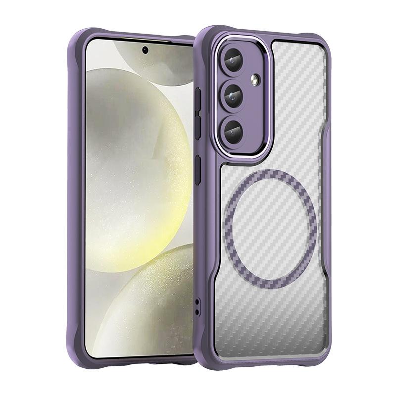 Samsung Galaxy S24 Case, Magnetic Carbon Fiber Transparent Phone Case Cover for Samsung Galaxy S24