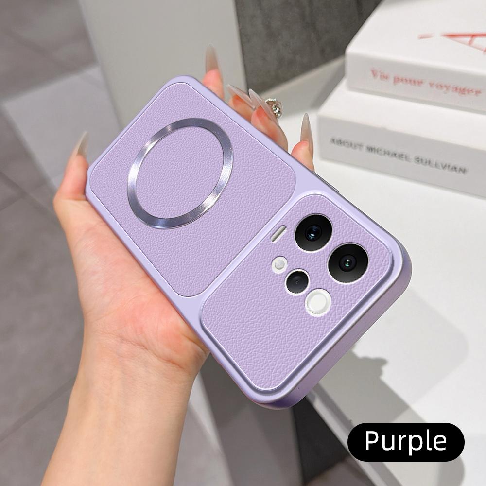 For VIVO V70 S50 Case New Lychee Pattern CD Magnetic Ring Ultra-Thin Cover For VIVO V70 5G Anti-drop Bumper Funda