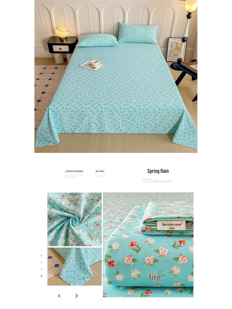 Coarse Cotton Bed Sheet: Student Dormitory Single/Double Linen 3-Piece Set