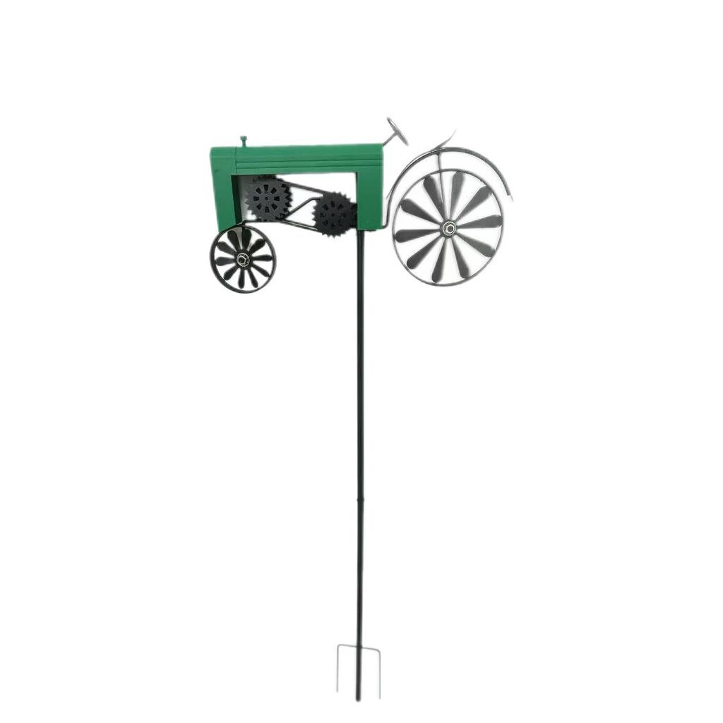 Outdoor Garden Metal Iron Art Rotating Tractor Windmill Ornament for Courtyard Yard Decoration, Metal Art