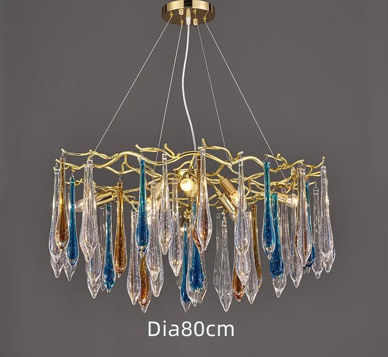Nordic Luxury Chandelier With Colorful Crystal Branch Design Pendant Lamps Bedroom Restaurant Hotel Kitchen Decoration Lighting