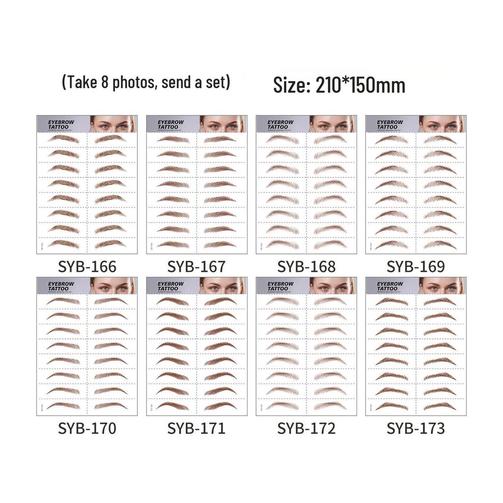 In Stock: 6D Waterproof Eyebrow Tattoo Stickers - Black/Brown Microblading Simulation