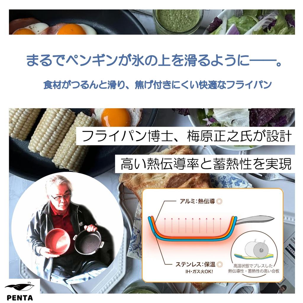 King Frying Pan PENTA (Penta 2.0) 24cm Shallow Antique Gold Made in Japan 10-Year Warranty PFOA PFOS Free Gas and IH Compatible Detachable Handle