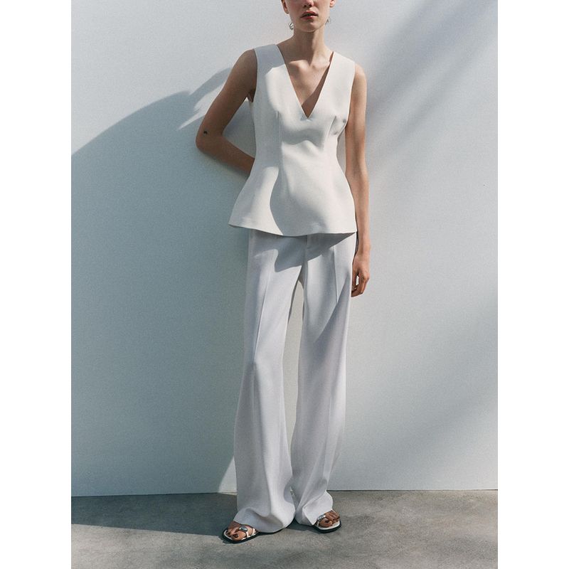 Za2025 Summer New Product Women's Clothes V Neck Sleeveless Short Skirt Hem Sleeveless Tops 2688199 515 712