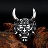 Vintage Punk Prajna Ring Stainless Steel Male Skull Mask Ring For Men Biker Street Wearing Gothic Trendy Male Jewelry Accessoy