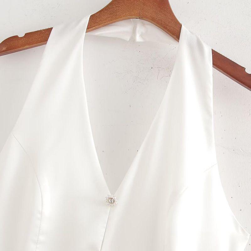 Kaslead New Arrival Women's Clothing Fashion Style Fashion Minimalist Oversized Hem Patchwork Contrast Color Halterneck Dress