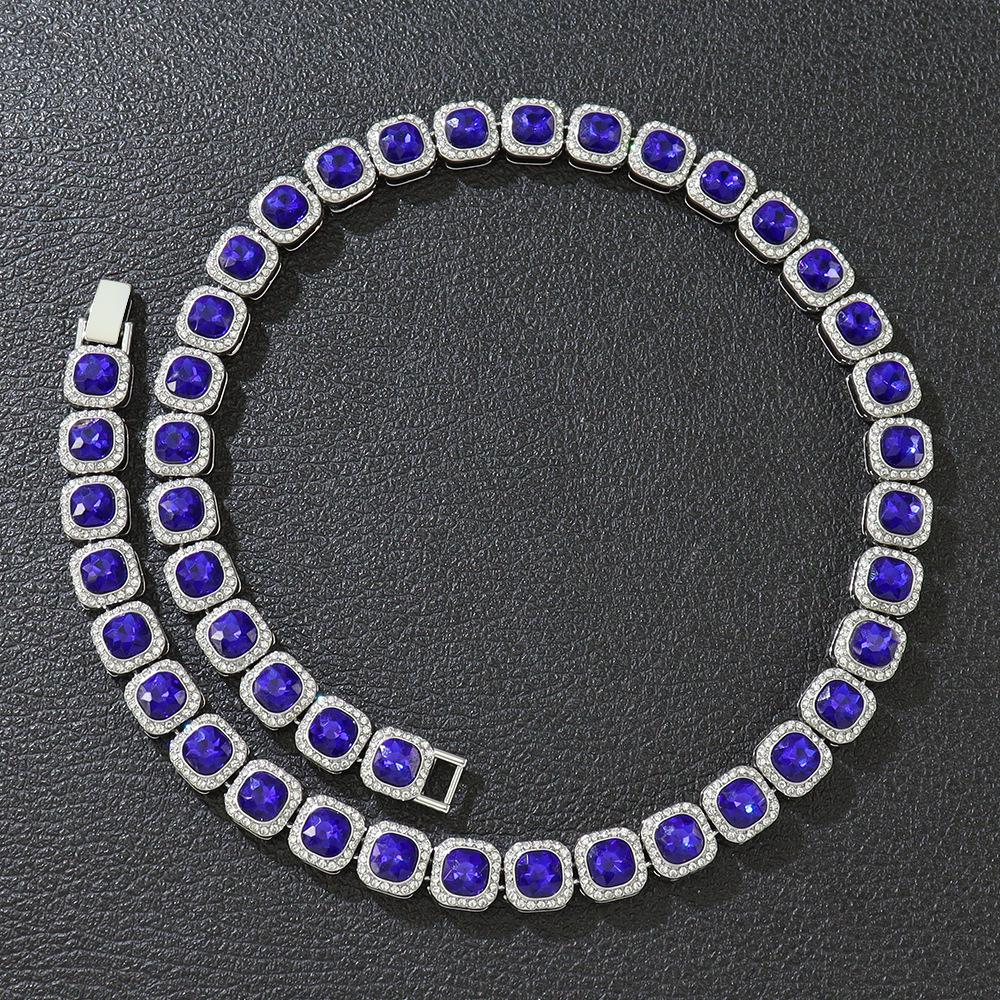 Hip-Hop Street Dance Hoodie with Luxe Sapphire Cuban Chain Choker