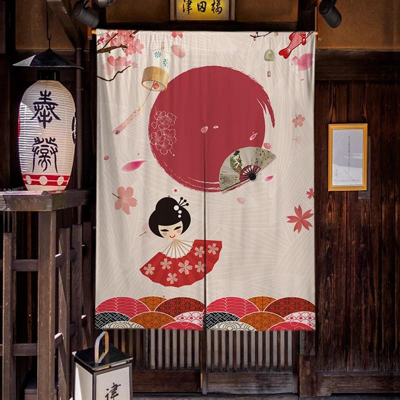 Japanese Homestay Tea Room Partition Door Head Curtain Signboard Hanging Flag Curtain Teahouse Sakura Short Curtains Decor