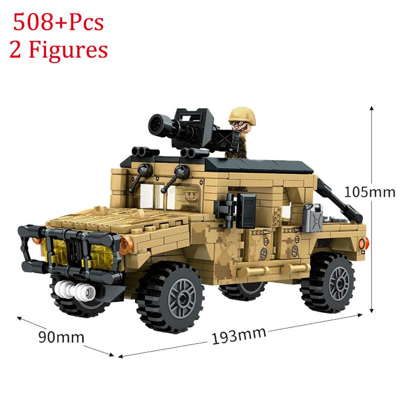 

New Military Humvee Jeep M998 Army Weapons Assault Vehicle Building Blocks Bricks WW2 Classic Model Action Figures Toys Boy Gift