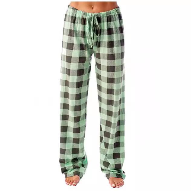 Women's Plaid Pajama Pants - Comfortable Elastic Waist Sleep Bottoms with Drawstring