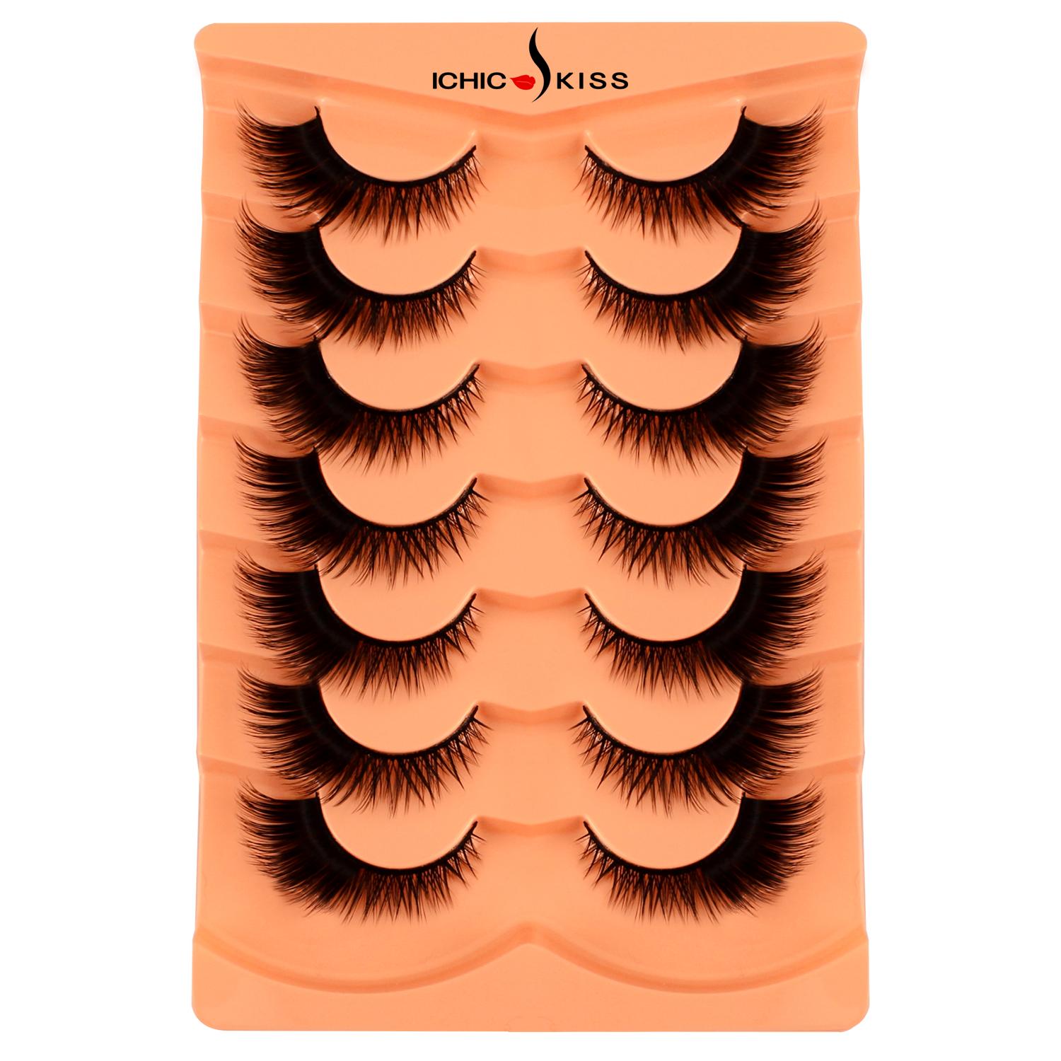 

7 пар пушистых накладных ресниц, лисьи кошачьи ресницы, крылатые накладные ресницы с эффектом подводки для глаз, естественный вид, 6D шелковые ресницы CN