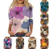 Women's Fashionable Casual Round Neck Three-quarter Sleeve Retro Print T-shirt Top