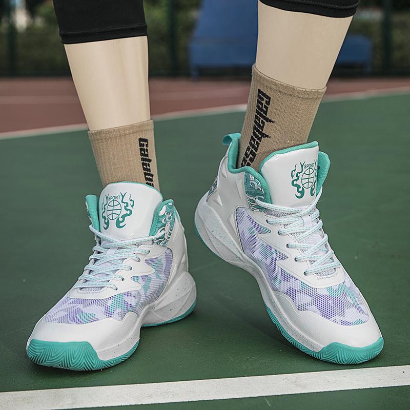 Family Mesh Surface Breathable Shock Absorbent Rebound Actual Combat Basketball Shoes Wear Sports Shoes for Male Students
