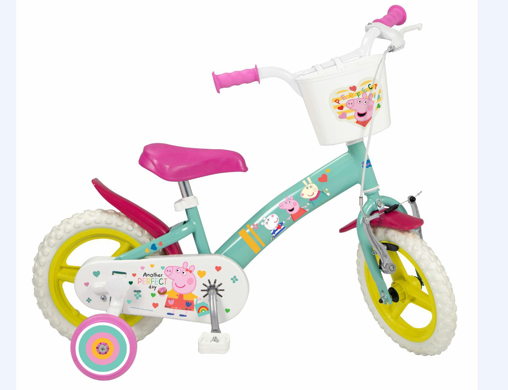 Toimsa Peppa Pig Kinderfiets – 12 inch – Roze – Inclusief Zijwieltjes, Voormandje en Poppenzitje – Voor Kinderen van 3 tot 5 Jaar