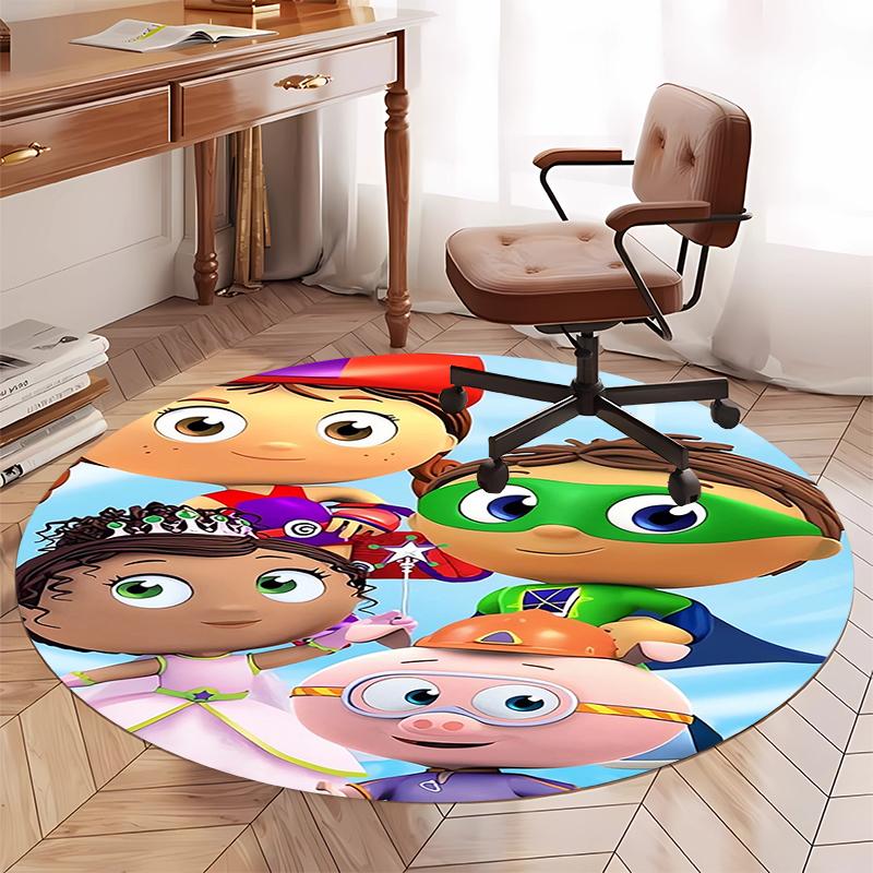 Super Why Printed Round Rug Carpet Chair Rug Area Rug Entryway Doormats,for Office Chair Living Room Bedroom Kitchen Room.