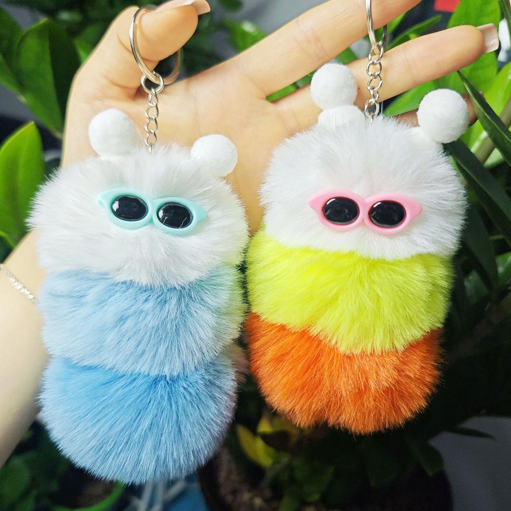 Cute Caterpillar Keychain Cartoon Plush Pendant Doll Bag Pendant Creative Car