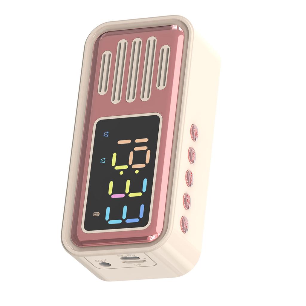 Bluetooth Speaker Portable Innovative Retro Tabletop Alarm Wireless Speaker with LED Color Screen