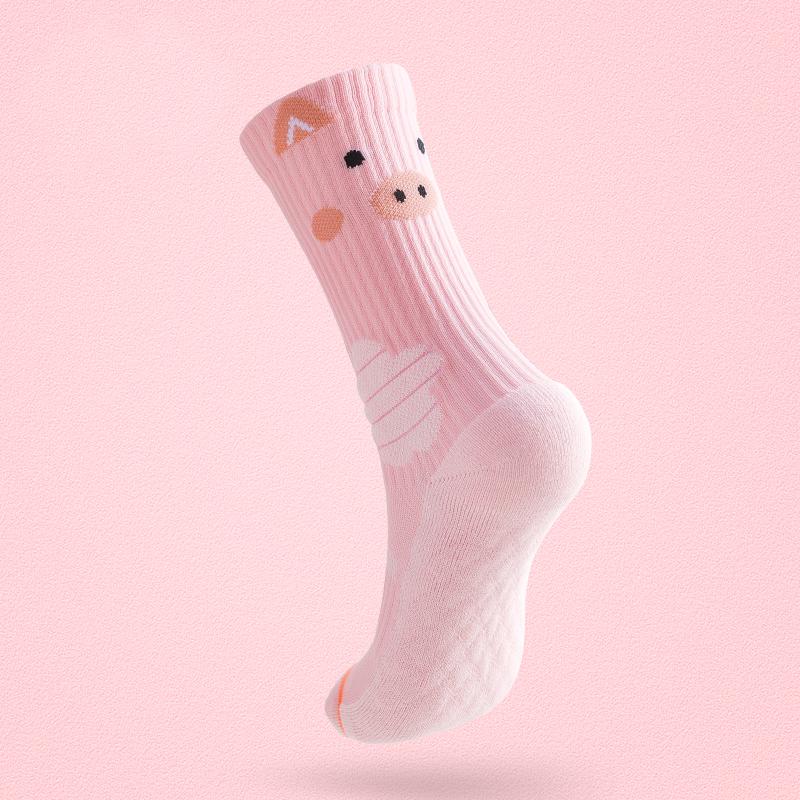 SPORT'S HOUSE Women's mid-tube sports socks Cartoon cartoon towel bottom non-slip outdoor mountain climbing riding tide socks