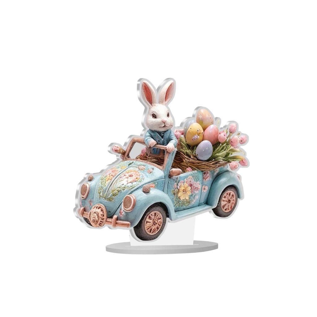 2D Flat Acrylic Easter Egg Bunny Scene Ornament For Festive Decoration