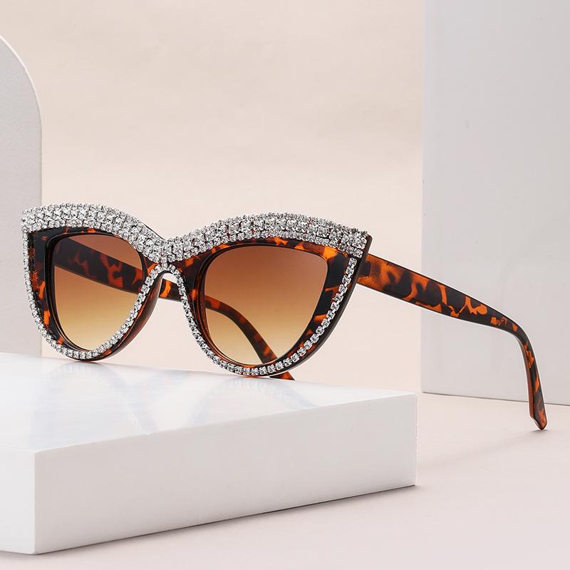Handmade Diamond-Encrusted Glasses Cat'S Eye Sunglasses Retro Personalized Fashion Trend High-End Sunglasses