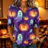 Women's Casual Halloween Print V-Neck Three-Quarter Sleeve Top for Party Wear