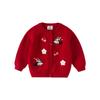 DAVE&BELLA Disney IP Girls' Red Knitted Cardigan