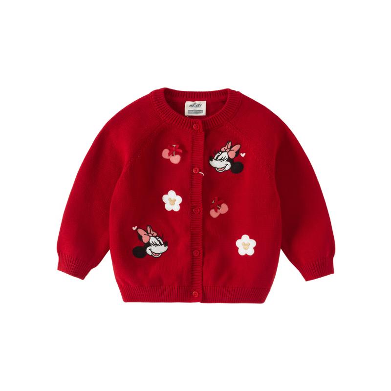 DAVE&BELLA Disney IP Girls' Red Knitted Cardigan