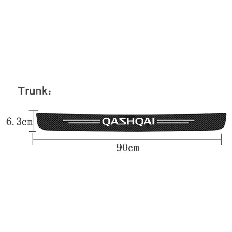 Carbon Fiber Car Door Sill Threshold Anti Protective Stickers Decals For Nissan Qashqai Rear Trunk Bumper Anti Scratch Strips