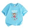 Kids Unisex 100% Cotton Crew Neck Short Sleeve T-Shirt, Cute Ballerina Cappuccina Coffee Cup Ballet Dancer Print Casual Soft Tee for Boys Girls