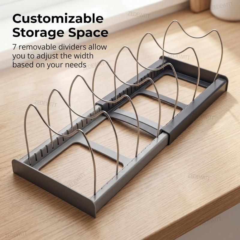Expanding Stainless Steel Storage Rack Durable Kitchen Cabinet For Pan Pot Lid Cutting Board Drying Cookware Dish Rack Organizer