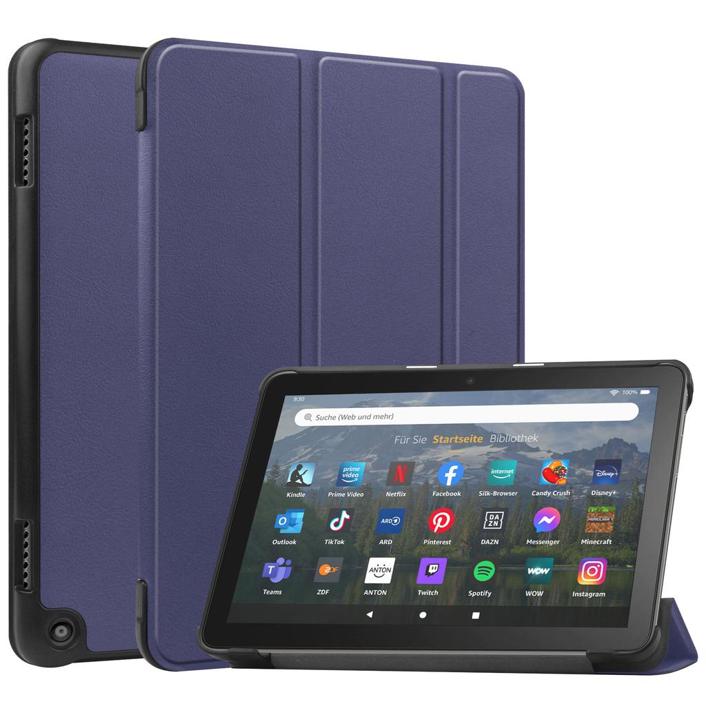 Trifold PU Leather Tablet Cover Protective Case with Automatic Sleep for New Fire HD 8 12th Generation 2022 Release Simple Style