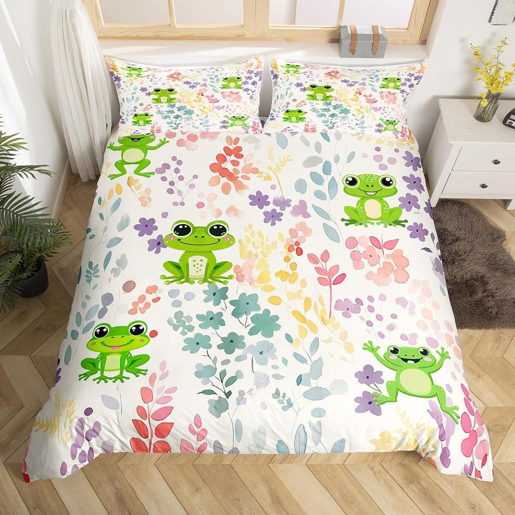Frog Soft Comfortable Quilt Cute Animal Three-Piece Full Size Children Male Female Adult