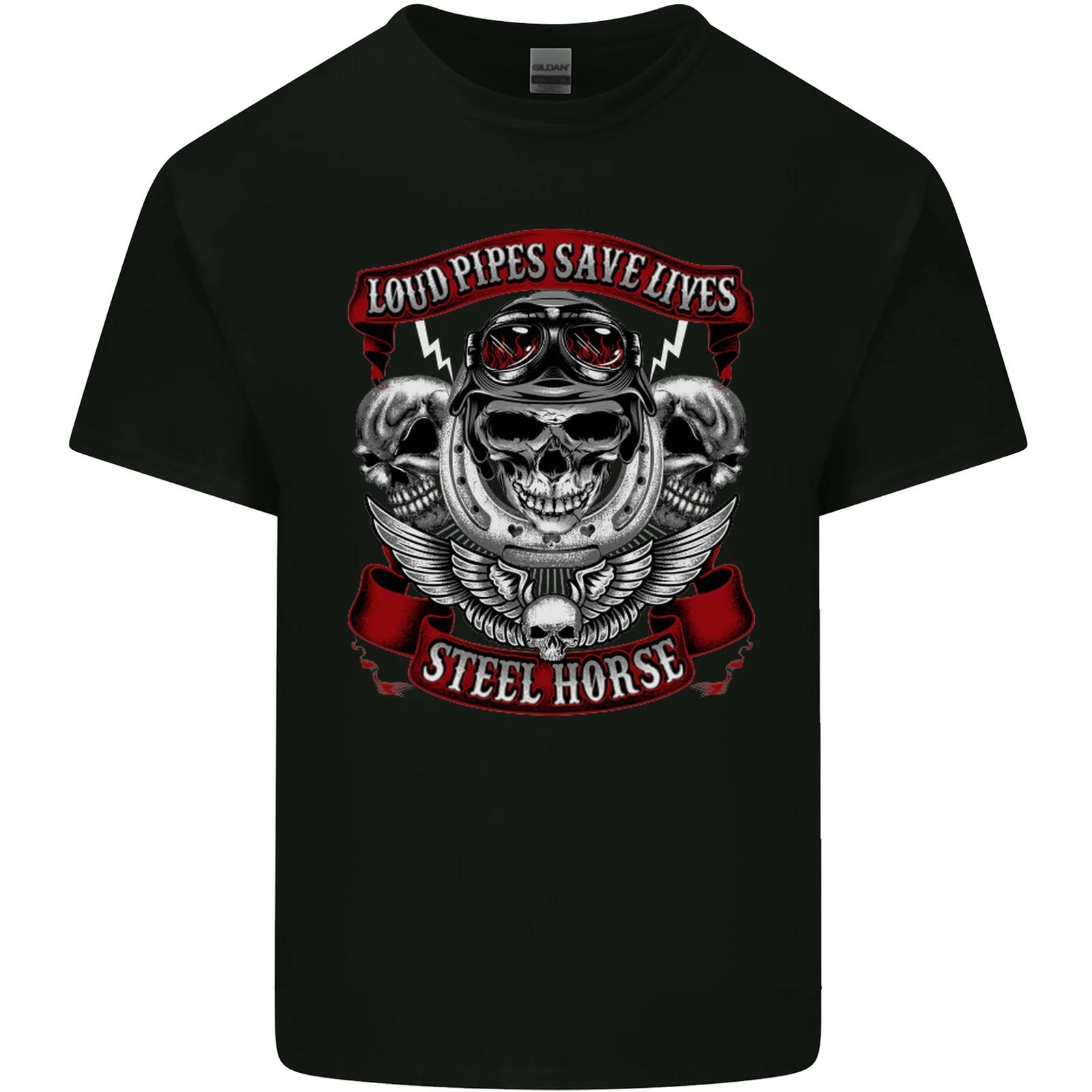 

Motorcycle Lound Pipes Saves Lives Biker Kids T-Shirt Childrens S